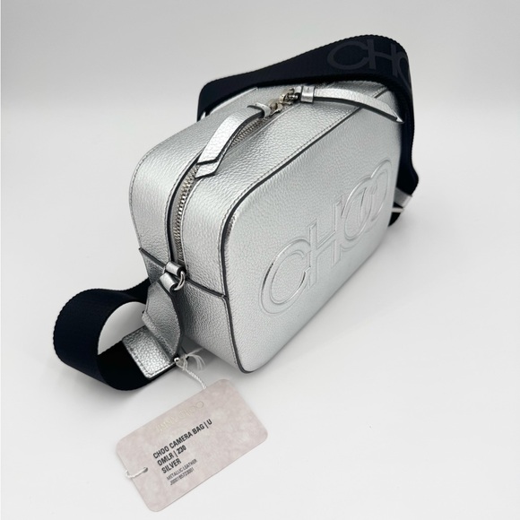 Jimmy Choo New With Tags And Box Silver Metallic Leather Camera Crossbody Bag - Picture 9 of 14